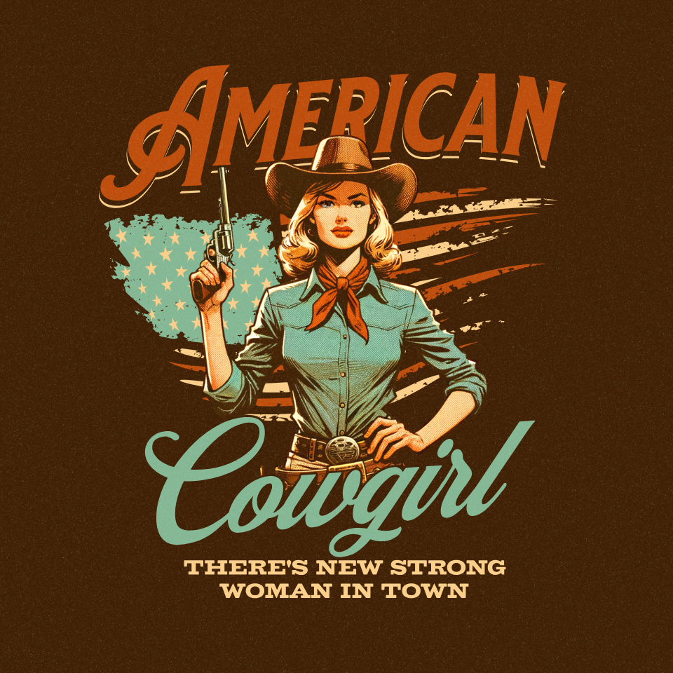 DTF TRANSFER American cowgirl for T-Shirts & Hoodie