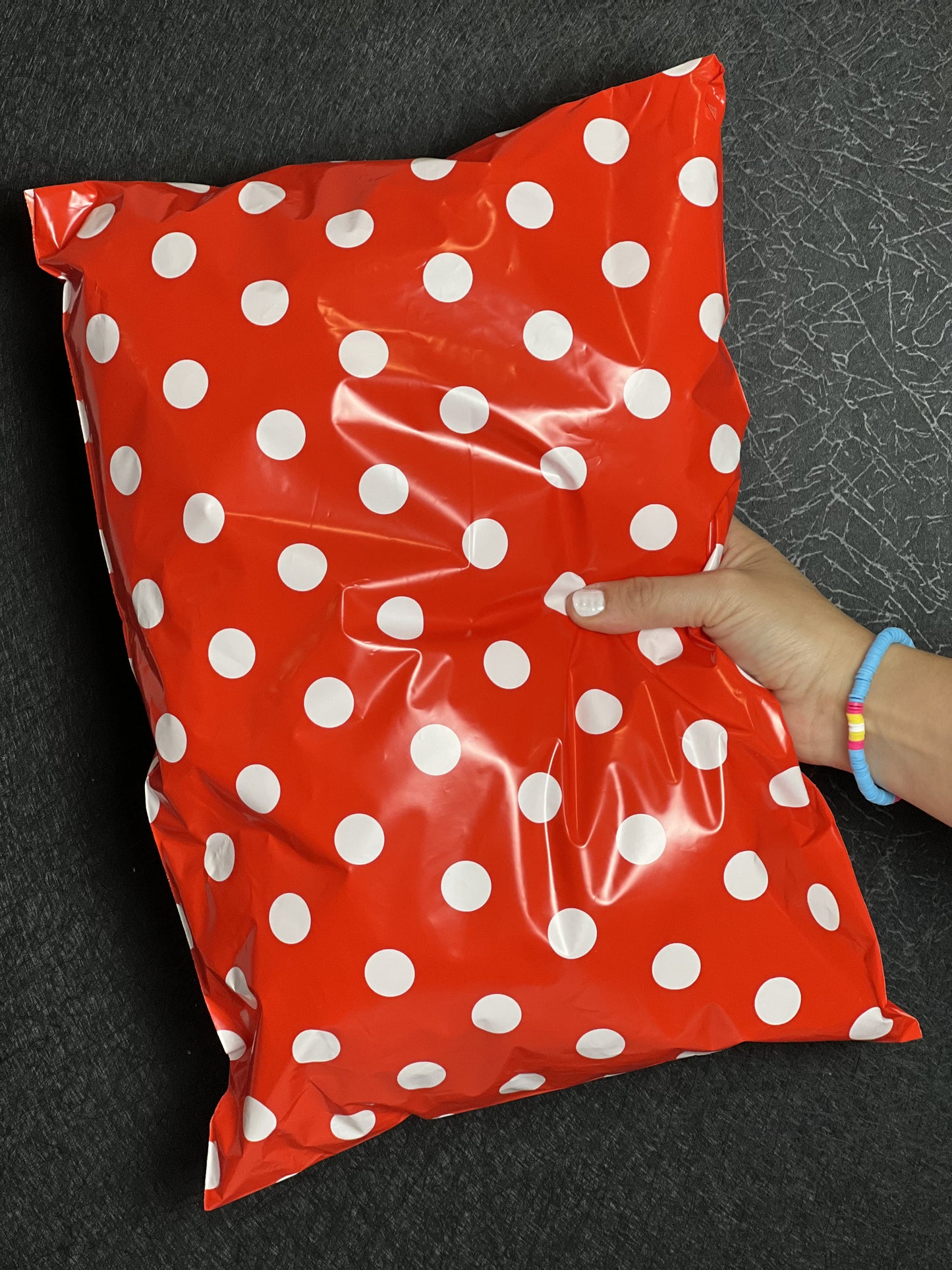 10x13 Premium Poly Mailer-Red Polka Dots