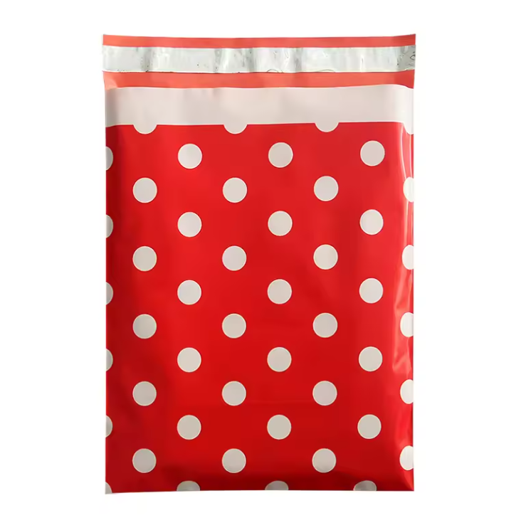 10x13 Premium Poly Mailer-Red Polka Dots