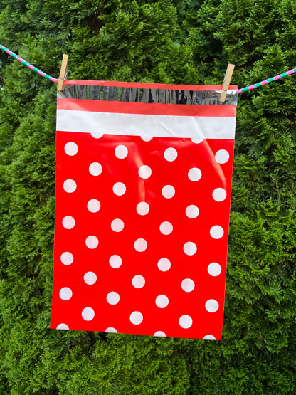 12.5x18 Premium Poly Mailer- Red Polka Dots