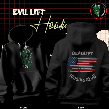 EVIL LIFT - 1000LBS Club Hoodie Deadlift (American Flag)